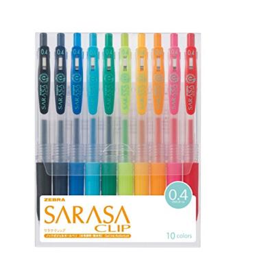 Imagem de Zebra Caneta esferográfica Sarasa Clip de tinta gel, 0,4 mm, conjunto de 10 cores (JJS15-10CA)