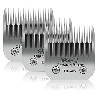 Imagem de DODAER Pacote com 3 lâminas de cerâmica destacáveis para cães de estimação 3-3/4FC, compatível com Andis, Oster A5, série Wahl KM-10, tamanho 3-3/4FC, lâmina de 1,27 cm de comprimento de corte de 13 mm