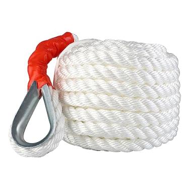 Imagem de B4B BANG 4 BUCK Corda de âncora de 3/10.2 cm x 50' , barco de ancoragem de polipropileno/veleiro/amarração/linhas de tração com dedal, tensão de quebra de 5,711 kg