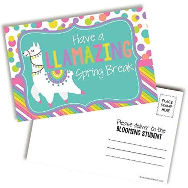 Imagem de Have An Amazing Spring Break Cute LLama Themed Blank Postcards For Teachers To Send To Students, 10.2 cmx15.2 cm Fill In Notecards by AmandaCreation (90)