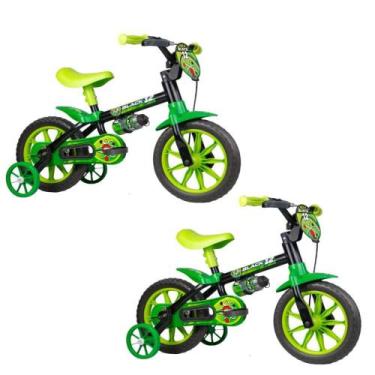 Imagem de Kit Bicicleta Infantil Aro 12 Nathor Black 2 Unidades