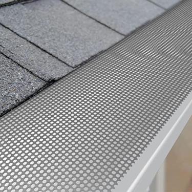 Imagem de Daisypower Protetores de calha, 10 cm, 12,7 cm, 15 cm, 15 cm, proteção de folha faça você mesmo, sistema de cobertura de calha de micromalha se encaixa em qualquer tipo de telhado ou calha, antifolha, evita calhas entupidas no telhado, 14,5 m (cinza)