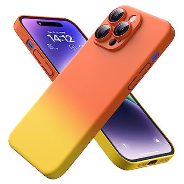 Imagem de YSLBWLE Capa para iPhone 14 Pro Max, nova capa fina projetada, [proteção contra quedas de grau militar de 3 m], com protetor de lente, gradiente, laranja + amarelo7-IP14pm-01