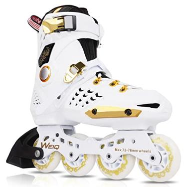 Imagem de Patins em linha de ouro branco para mulheres e homens, patins de velocidade ao ar livre de alto desempenho, iniciantes a agressivos, corrida de 4 rodas, tamanho 38-39
