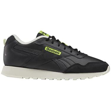 Imagem de Reebok Tênis masculino moderno de couro com assinatura Ventilator, Preto/Giz vintage/Laser Lime, 12.5 Women/11 Men