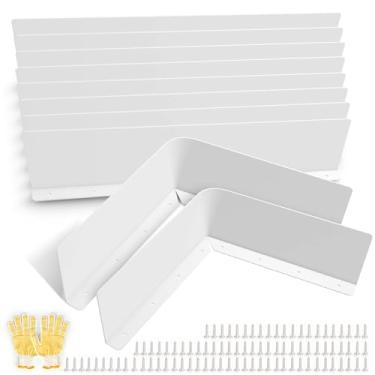 Imagem de CAPHONT 10 peças de proteção contra respingos Gutter Valley 40 x 9 x 1,8 cm de alumínio para desviador de calha de teto de chuva com parafusos para canto de telha e casa reta (branco)