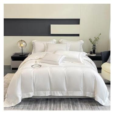 Imagem de Jogo de cama 100% algodão luxuoso, capa de edredom, cama de casal/queen/solteiro, lençóis de cama (D 230 * 230 cm 4 peças)