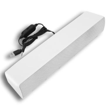 Imagem de Barra De Som Do Computador, Alto-falantes Brancos Para PC Soundbar Branco Estéreo Alimentado Por USB Mini Alto-falantes Soundbar Com Fio USB(Branco)