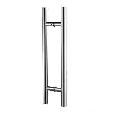 Imagem de Escada de barra redonda moderna de 24 polegadas de aço inoxidável escovado maçaneta da porta deslizante do celeiro para vidro de 8-12 mm ou porta de madeira de 40-45 mm, furo redondo de 400 mm, h