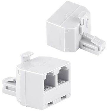 Imagem de Uvital RJ11 Adaptador de tomada de parede duplex divisor de linha de telefone duplo plugue de tomada de parede 1 a 2 adaptador conversor modular para escritório, casa, modelo de fax, sistema de