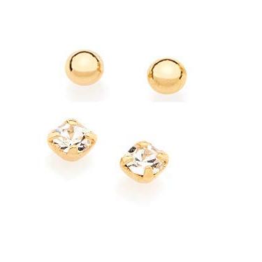 Imagem de Kit de Brincos Infantil Folheado a Ouro 18k