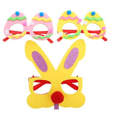 Imagem de 3 pares 2022 armações de óculos suprimentos para festa de páscoa fantasias cosplay kidcraft playset presente fantasia roupas brinquedos havaí presente moda tecido não tecido criança/1785