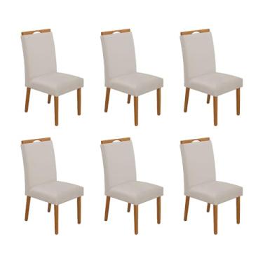 Imagem de Kit 6 Cadeiras De Jantar Madeira Maciça Cerejeira Premium Heloísa Veludo Bege