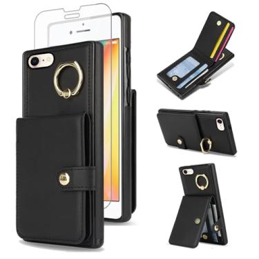 Imagem de Capa de celular para iPhone 7/8/SE 2020/2022 carteira com anel protetor de tela, compartimento para cartão RFID iPhone7 iPhone8 7s 8s i SE2020 SE2022 2/2nd/3/3ª geração SE2 SE3 7SE 8SE 8SE mulheres