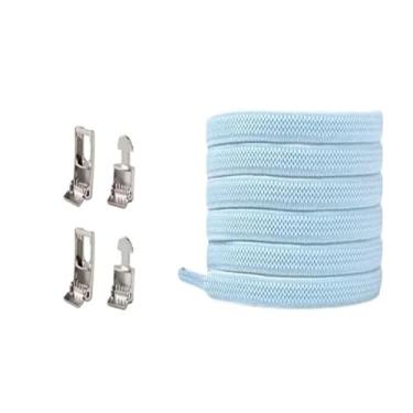 Imagem de Cross Buckle Elastic Laceless Shoelaces For Sneakers Flat Shoelaces For Kids And Adults Elastic Shoelaces For All Shoes(Light blue)