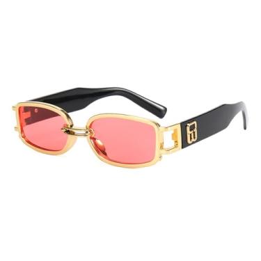 Imagem de VFDHN Óculos de sol vintage feminino masculino retrô retângulo óculos de sol feminino masculino colorido quadrado, 1, tamanho único