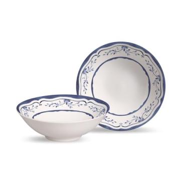 Imagem de Alleanza Conjunto de 6 Bowl Decorado Valência - Cerâmica Feldspática Branca, Resistente, Não Tóxica, Lavável na Máquina e Seguro para Microondas