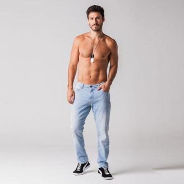 Imagem de Calça Jeans Skinny Detalhes Puídos Masculina Rock e Soda-Masculino
