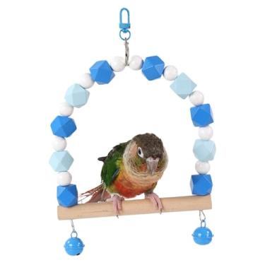 Imagem de Brinquedo de balanço de mordida de pássaro, papagaio, madeira, periquito, trem de equilíbrio, plataforma, papagaio, periquito, poleiro, colorido, brinquedo de pendurar papagaio, suporte de poleiro de
