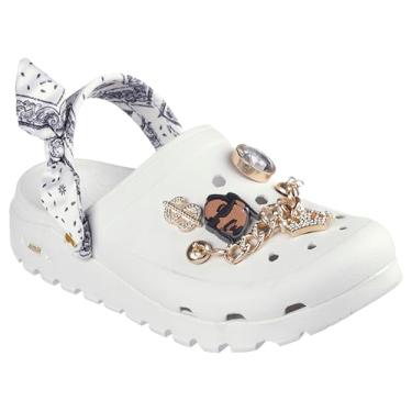 Imagem de Skechers Snoop Dogg feminino: Sapatos com ajuste de arco - tamanco com glitter, Branco, 41