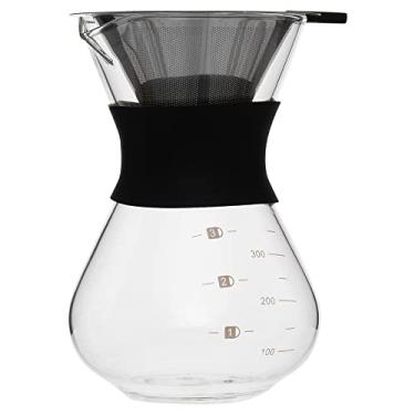Imagem de Mimo Style Passador de Café Vidro Borossilicato 16cm com Silicone e Filtro de Aço Inoxidável Reutilizável de Dupla Filtragem, Capacidade para 400ml, Totalmente Livre de BPA