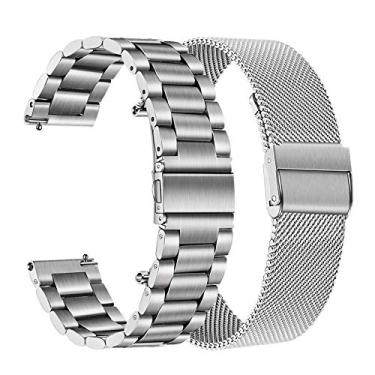 Imagem de TRUMiRR Conjuntos de pulseiras para Vivomove HR/Vivoactive 3/5, pulseira de aço inoxidável de 20 mm + pulseira de malha para Garmin Forerunner 245 Music/Venu Sq/Venu 2 Plus de 43 mm/Vivomove Trend