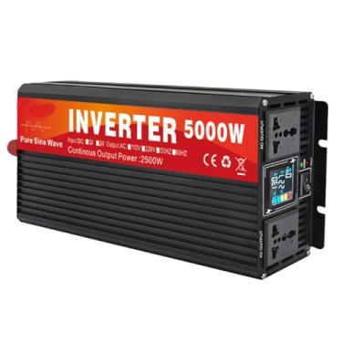 Imagem de HENGJINGTR Pure Sine Wave Inverter 5000W Car Power Converter Inverter Dc 12 v-72 v para 110 v/220 v conversor com 2 tomadas de corrente alternada para caminhão, casa, veículos,12v to 220v