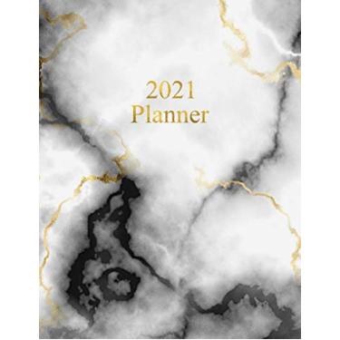 Imagem de 2021 Planner Weekly and Monthly: Diary from January 2021 to December 2021 - Organizer with To do list, Notes, Calendar and Month's Focus - Fashion ... Cover with Marble and Gold lettering effect