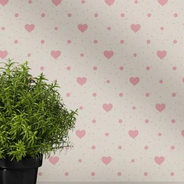 Imagem de Papel de Parede Autocolante Corações Rosa Teen Menina Lavável - PAPELE
