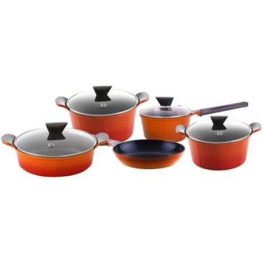 Imagem de Jogo de Panelas Neoflam Revestimento Cerâmico de Alumínio Laranja 5 Pe