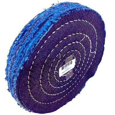 Imagem de 01 Roda Disco 4 OU 6 Pol Escova Polimento Pano Feltro Jeans (Brim) Pol