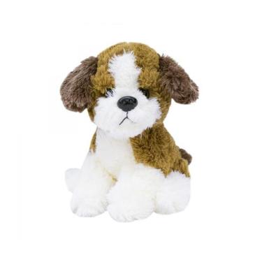 Imagem de Cachorro Filhote Sentado Marrom Com Branco 20cm - Pelúcia - Fofy Toys