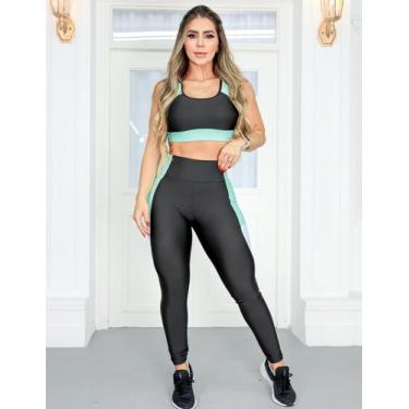 Imagem de Conjunto Academia Feminino Fitness com Calça Legging e Cropped sem Boj