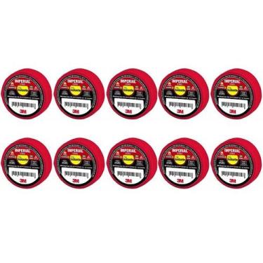 Imagem de Kit 10 Fita Isolante 3M Imperial 18MM X 20M Vermelha