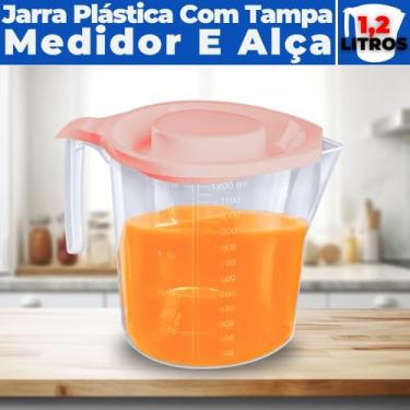Imagem de Jarra de Suco Água Refri Tampa Alça Medidas Plástico 1,2 L - Usual Uti