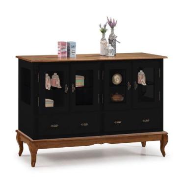 Imagem de Buffet Aparador 4 Portas 2 Gavetas Prateleiras em Vidro 60510 Linz Móv