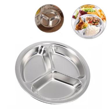 Imagem de Petisqueira Mini Porta Molhos Molheira Aço Inox 3 Divisões - Riodeouro