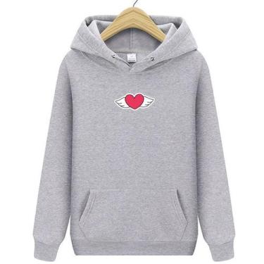 Imagem de Blusa de Frio Coração Asa Fofo Emoji Casaco Peluciado Moletom - Inove,