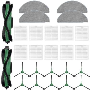 Imagem de Kit de acessórios compatível com iRobot Roomba Essential Series Q0120 Y0140 Y0110 Q0110 Q011 Robot Aspirador de pó, 2 escovas de rolo, 10 escovas laterais, 10 filtros Hepa e 4 peças de reposição de