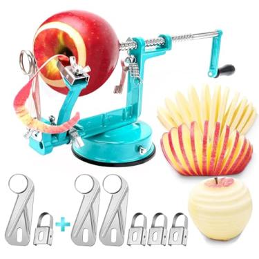 Imagem de Descascador de maçãs, ferro fundido cromado de longa duração com lâminas de aço inoxidável e base de sucção potente para maçãs e batatas (azul)