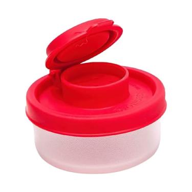 Imagem de 1 Pç vermelho atraente vermelho pequeno saleiro e pimenteiro para em movimento - conjunto mini coqueteleira para sal e pimenta com tampa para levar com você - perfeito para viagens, acampamento e