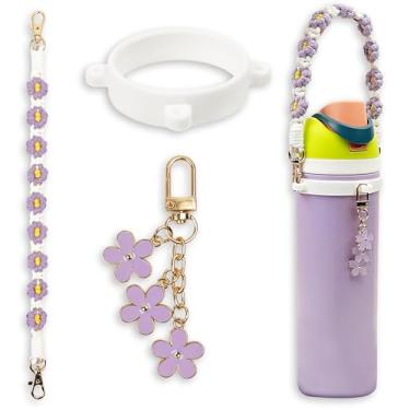 Imagem de Conjunto de alça e pingente para garrafa de água Owala 680 g, 946 ml, 1,13 g, Owala Kids, copo de café Owala FreeSip – Inclui alça de alça, para acessórios Owala e acessórios Stanley Cup (roxo)
