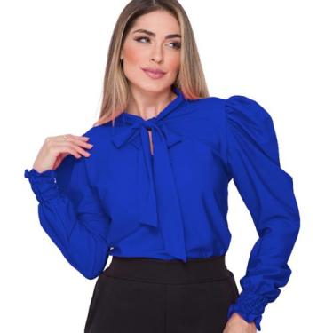 Imagem de Blusa Social Feminina Manga Longa Bufante com Gola de Laço - G-Store, 