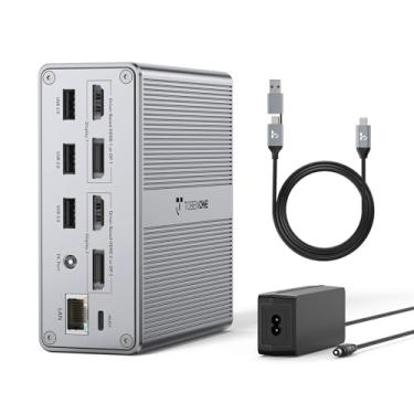 Imagem de Estação de ancoragem DisplayLink Dual Monitor 4K @60HZ para MacBook, Windows, Tobenone Estação de ancoragem USB C universal com 2 HDMI e 2 DisplayPort, entrega de energia de 65 W, 7 USB, USB-C 3.1,