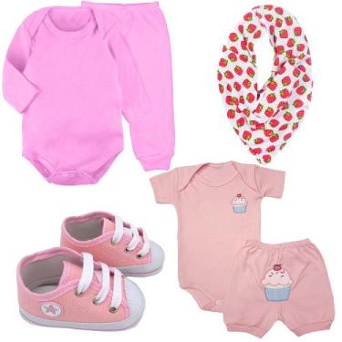 Imagem de Kit Roupinha De Bebê 6 Pçs Sapatinho Bandana Body Mijão - Koala Baby, 