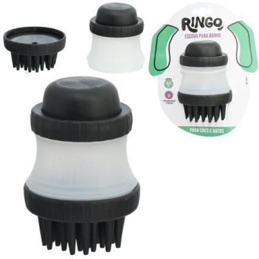 Imagem de Escova massageador para cachorro e gato para banho com dispenser para 