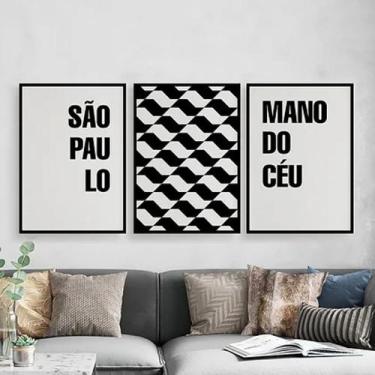 Imagem de Kit 3 Quadros São Paulo Mano Do Céu 45x34cm - Quadros On-line, Madeira