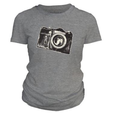 Imagem de Camiseta feminina - Câmera Fotográfica - DASANTIGAS, Silver, Silver, M