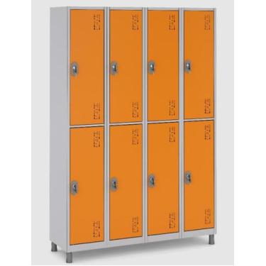 Imagem de Roupeiro Aço 8 Portas Grande 191x128x40Cm Vestiário - W3, Laranja