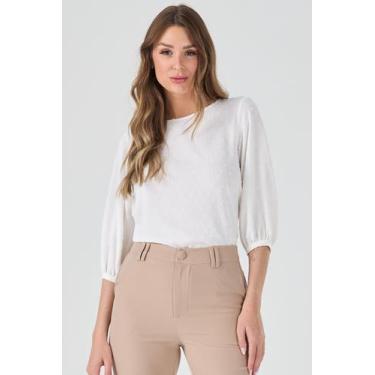 Imagem de Blusa PKS Manga 7/8 Poá Off White, M